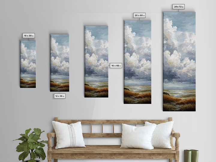 Dramatic Cloudscape over a Distant Valley Canvas Print, Above Sofa Art, Horizontal Wall Art, Living Room Decor, Statement, ASA-1x3-89