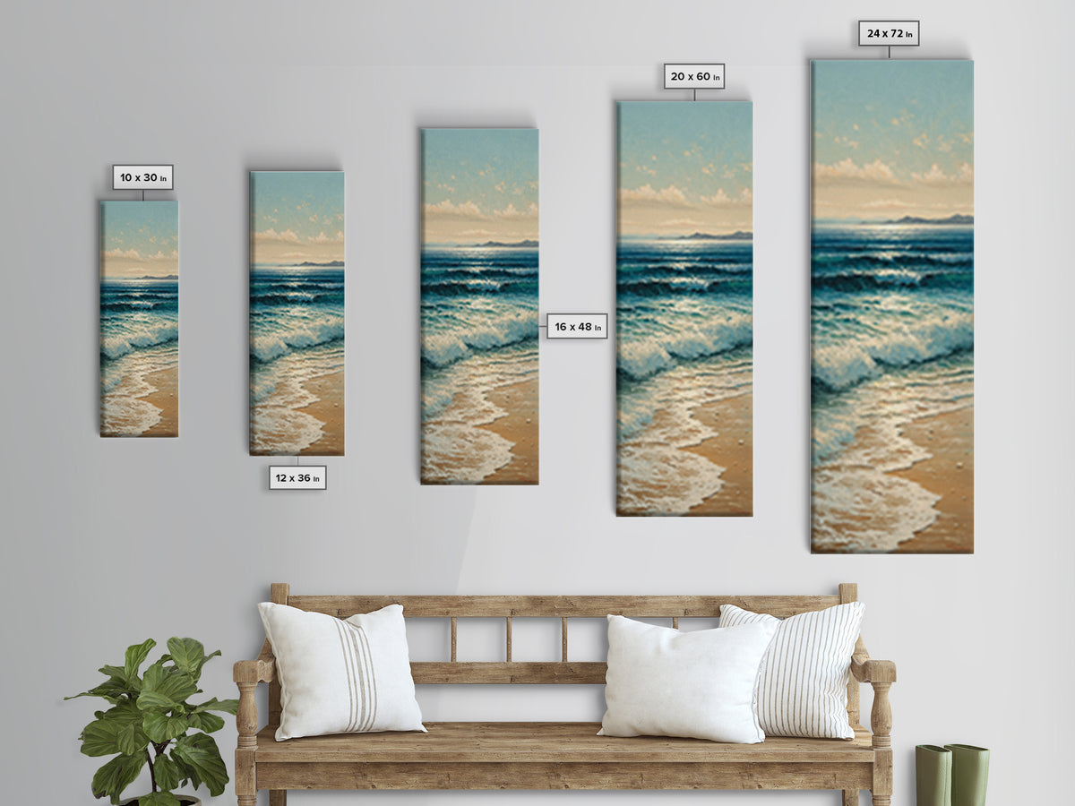 Moody Seascape at Twilight Framed Canvas Print, Above Sofa Art, Living Room Decor, Abstract Art, Statement 396, Set of Prints, ASA-1x3-96