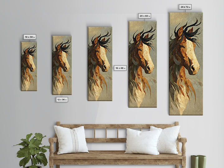 Statement Horse Silhouette Canvas Print, Above Sofa Art, 3 Piece Wall Art, Living Room Decor, Oil Painting, Statement, ASA-1x3-97