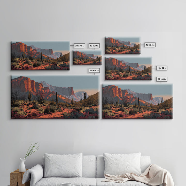 Desert Mesa Panorama Framed Canvas Print, Above Sofa Art, Modern Decor, Living Room Decor, Fine Art, Statement, Home Decor, ASA-2x1-16