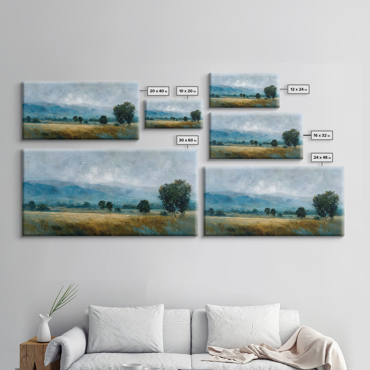 Gallery Style Landscape with Expansive Negative Space Canvas Print, Above Sofa Art, Fine Art Print, Living Room Decor, ASA-2x1-20
