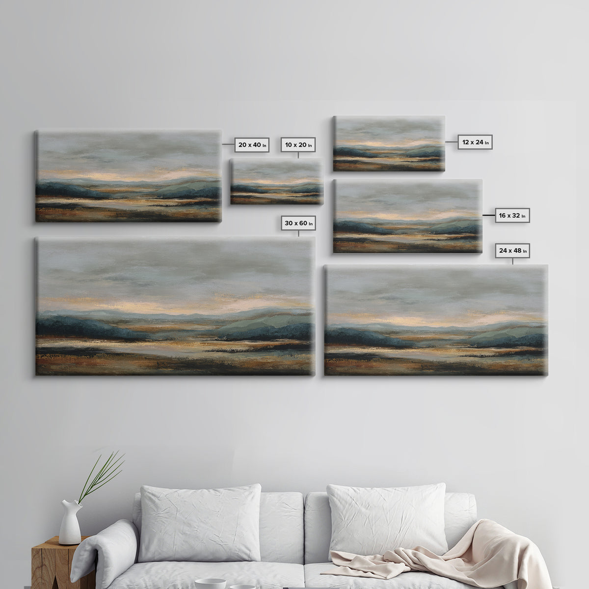 Oversized Abstract Landscape Canvas Print, Above Sofa Art, Luxury Decor, Living Room Decor, Statement, Canvas Wall Art, ASA-2x1-21