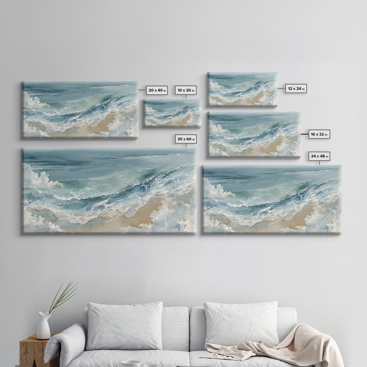 Panoramic Coastal Shoreline from an Aerial View Canvas Print, Above Sofa Art, Mid Century Modern, Living Room Decor, Statement, ASA-2x1-23