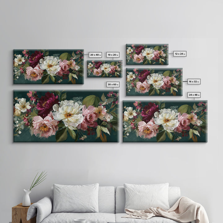 Large Expressive Floral Bouquet Canvas Print, Above Sofa Art, Neutral Decor, Living Room Decor, Fine Art, Statement, Wall Art, ASA-2x1-26