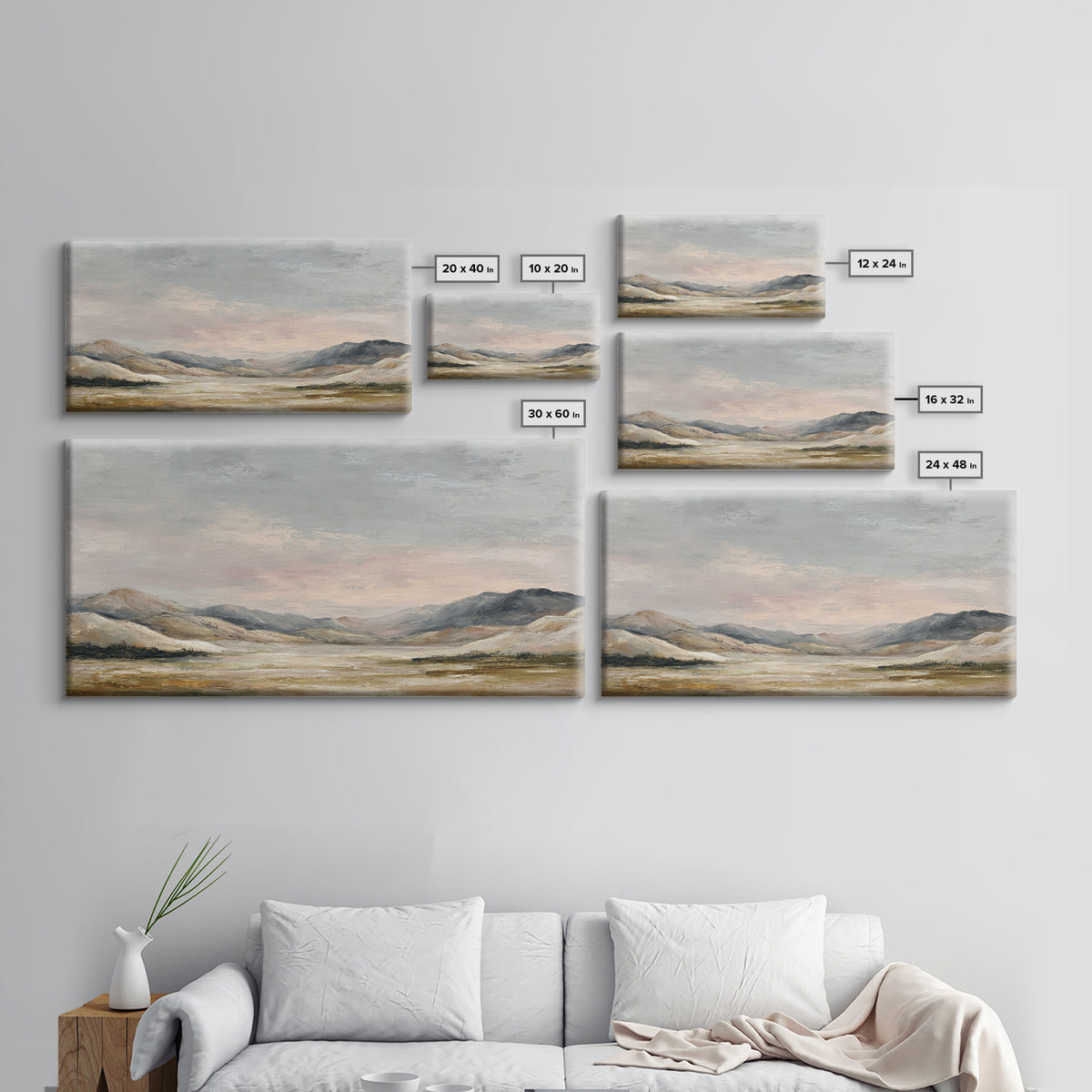 Sunlit Rolling Hills Framed Canvas Print, Above Sofa Art, Boho Decor, Living Room Decor, Fine Art, Statement, Large Wall Art, ASA-2x1-37