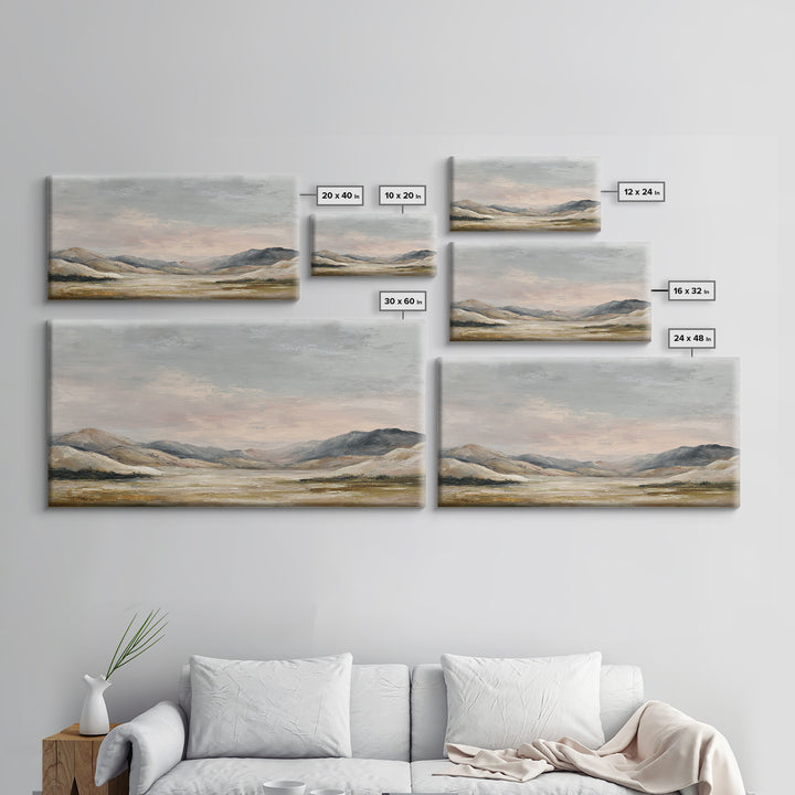 Sunlit Rolling Hills Framed Canvas Print, Above Sofa Art, Boho Decor, Living Room Decor, Fine Art, Statement, Large Wall Art, ASA-2x1-37