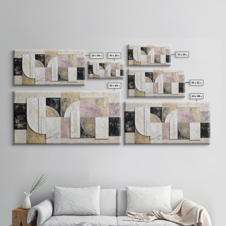 Luxury Monochrome Stone Composition Canvas Print, Above Sofa Art, Home Decor, Living Room Decor, Oil Painting, Statement, ASA-2x1-39