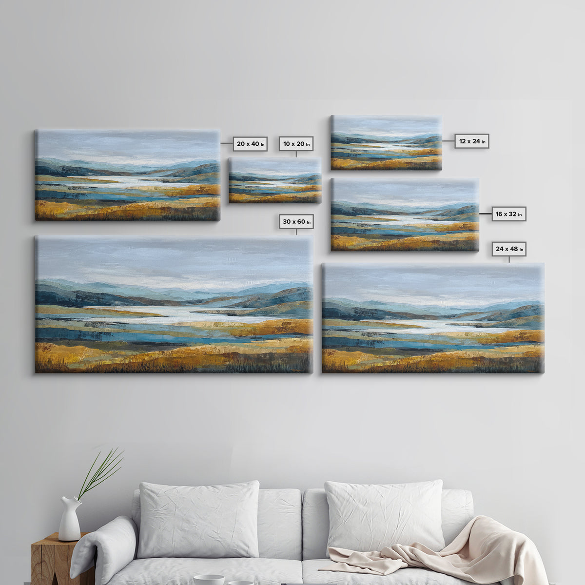 Oversized Abstract Landscape Framed Canvas Print, Above Sofa Art, Contemporary Art, Living Room Decor, Oil Painting, Statement, ASA-2x1-45