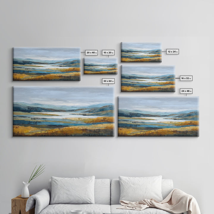 Oversized Abstract Landscape Framed Canvas Print, Above Sofa Art, Contemporary Art, Living Room Decor, Oil Painting, Statement, ASA-2x1-45