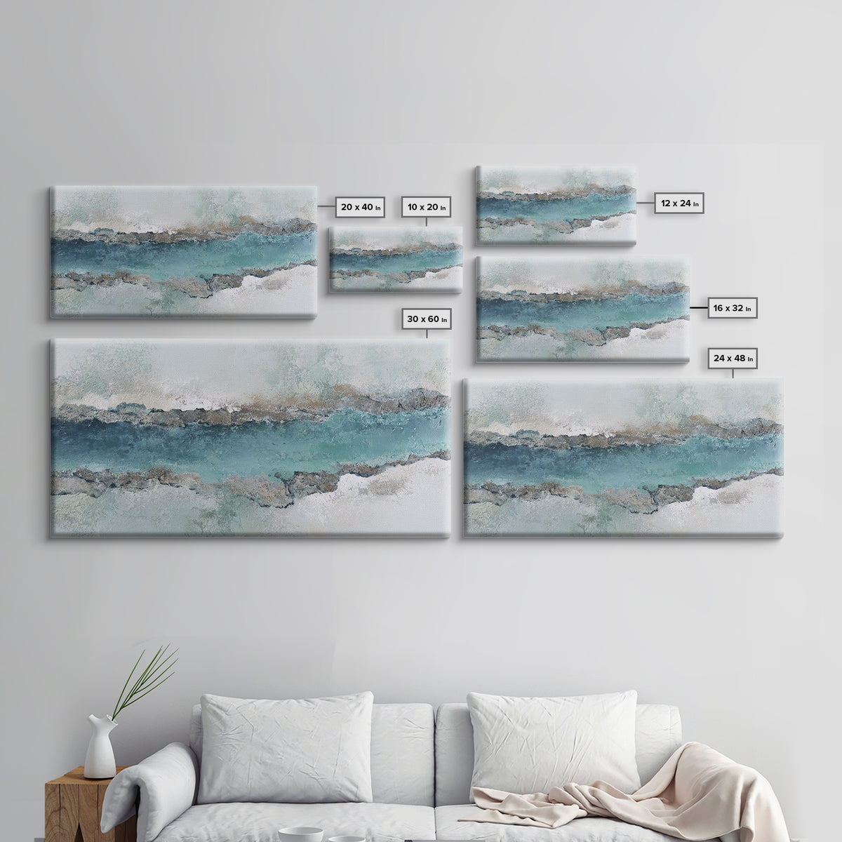 Panoramic Coastal Shoreline from an Aerial View Canvas Print, Above Sofa Art, Living Room Decor, Fine Art, Statement, ASA-2x1-47