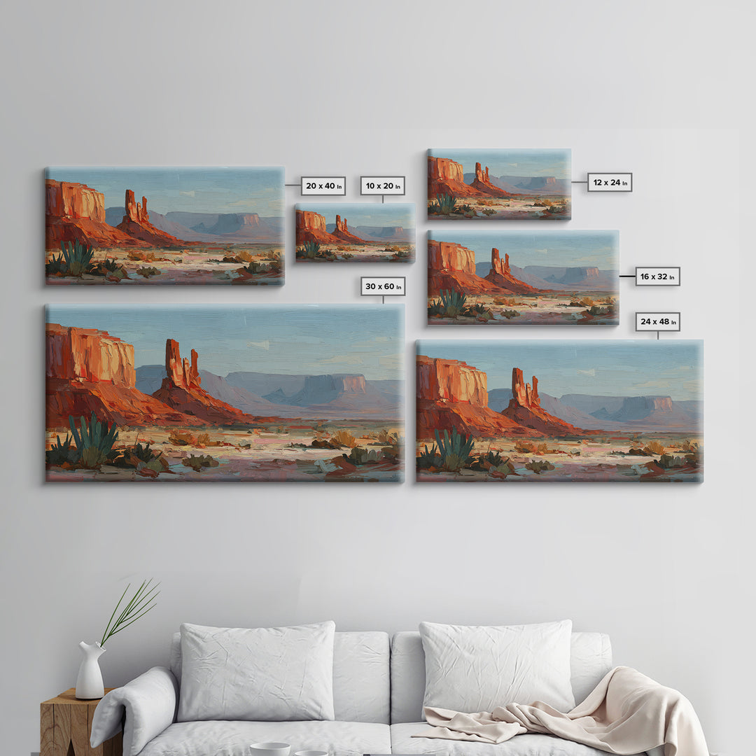 Abstract Canyon Landscape Framed Canvas Print, Above Sofa Art, Abstract Wall Art, Living Room Decor, Watercolor Art, Statement, ASA-2x1-51