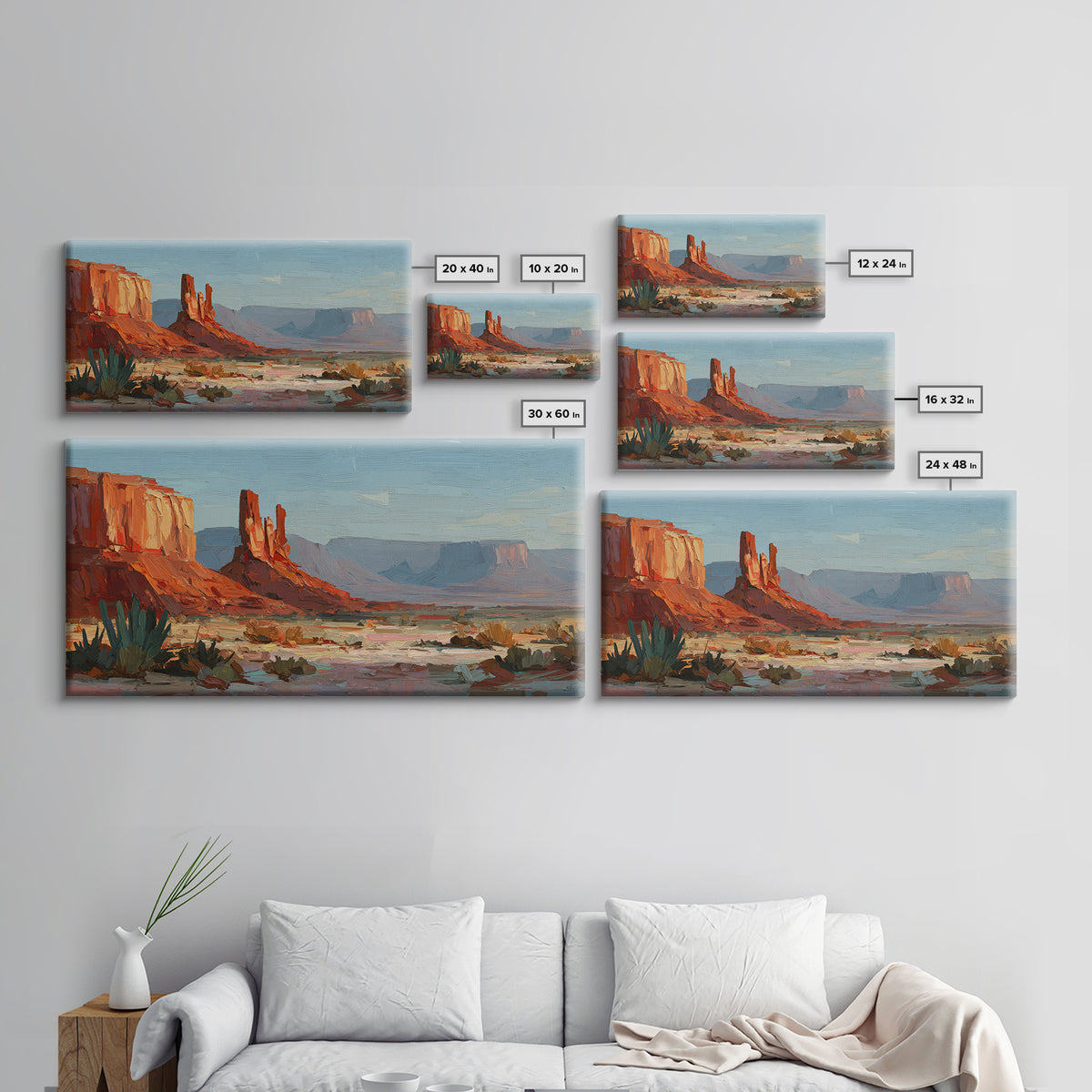 Abstract Canyon Landscape Framed Canvas Print, Above Sofa Art, Abstract Wall Art, Living Room Decor, Watercolor Art, Statement, ASA-2x1-51