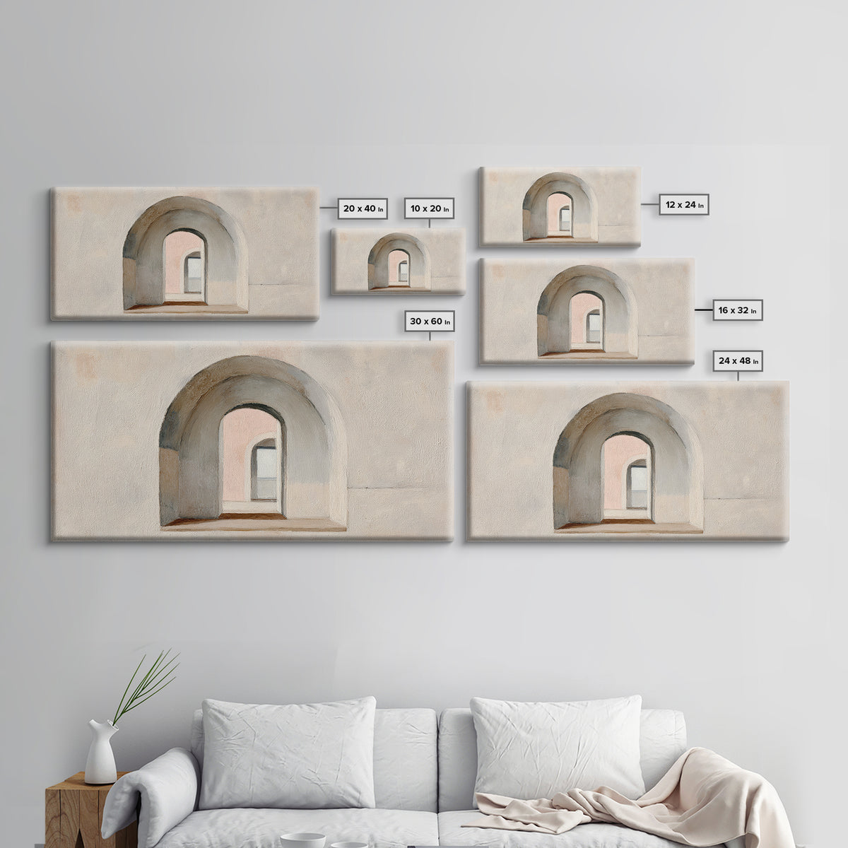 Architectural Arch Study Canvas Print, Above Sofa Art, Living Room Decor, Oil Painting, Statement, Oversized Wall Art, ASA-2x1-53