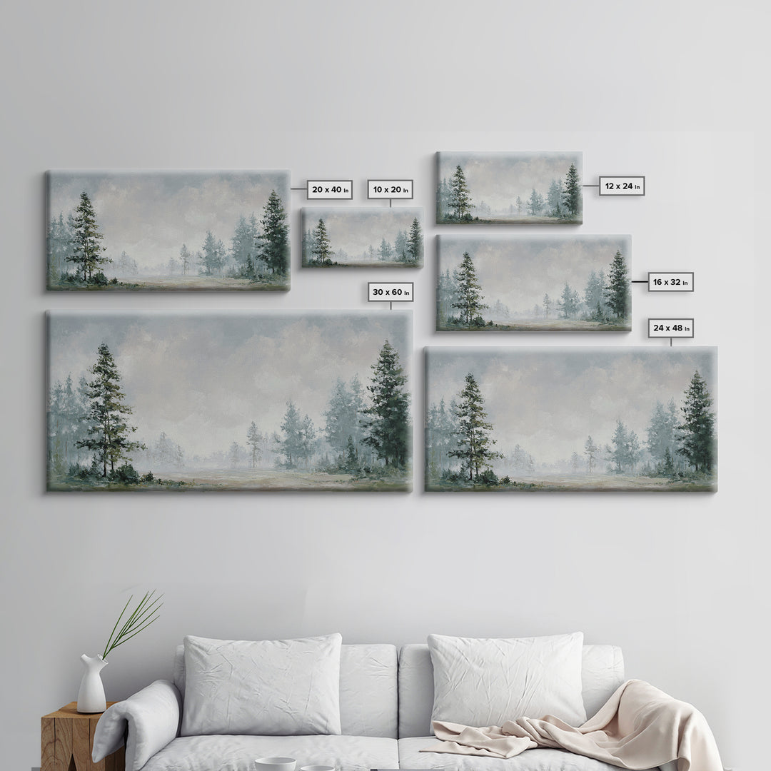 Modern Scandinavian Forest Framed Canvas Print, Above Sofa Art, Canvas Print, Living Room Decor, Fine Art, Statement, ASA-2x1-59