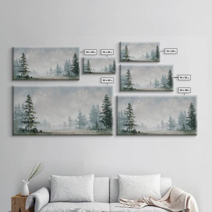 Modern Scandinavian Forest Framed Canvas Print, Above Sofa Art, Canvas Print, Living Room Decor, Fine Art, Statement, ASA-2x1-59