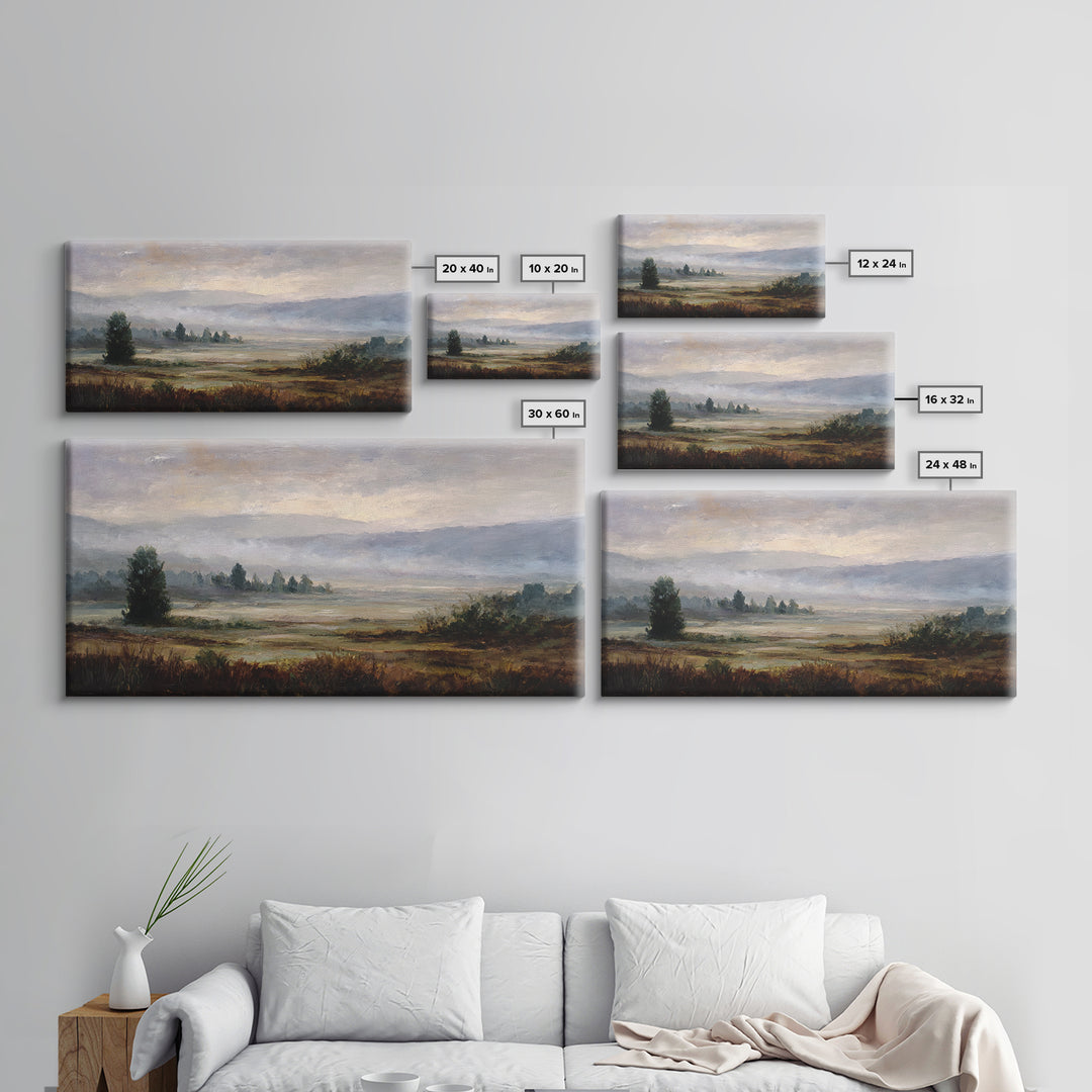 Gallery Style Landscape with Expansive Negative Space Canvas Print, Above Sofa Art, Textured Wall Art, Living Room Decor, ASA-2x1-68