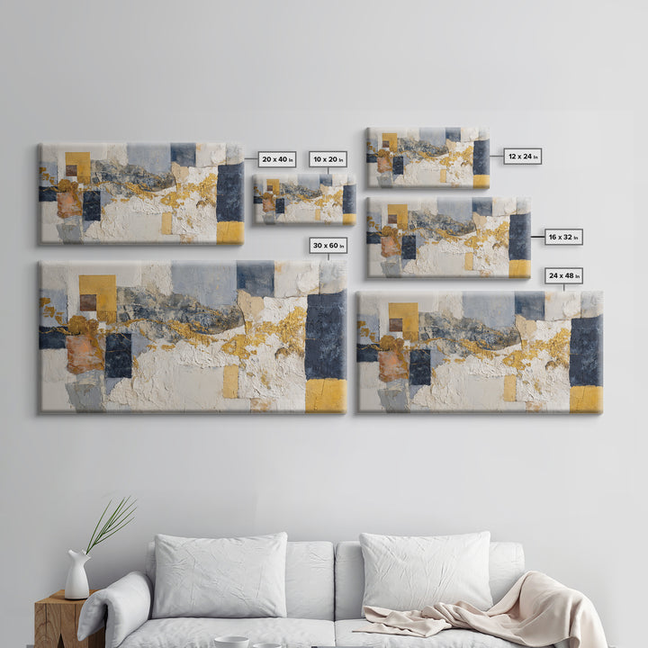 Textured Plaster Abstract Framed Canvas Print, Above Sofa Art, Contemporary Art, Living Room Decor, Abstract Art, Statement, ASA-2x1-7