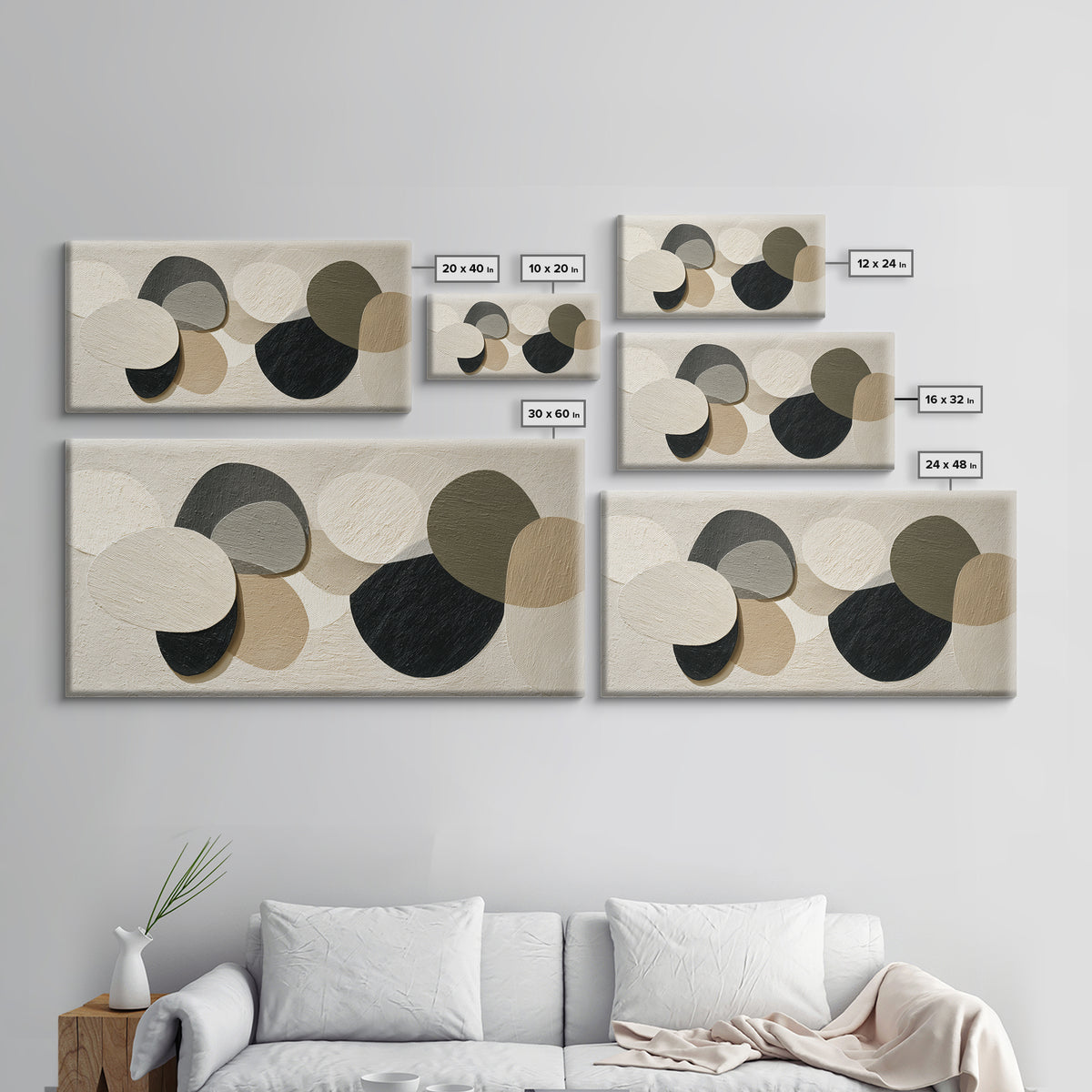 Large Modern Organic Shapes Canvas Print, Above Sofa Art, Minimalist Decor, Living Room Decor, Statement, Frame Tv Art, ASA-2x1-70