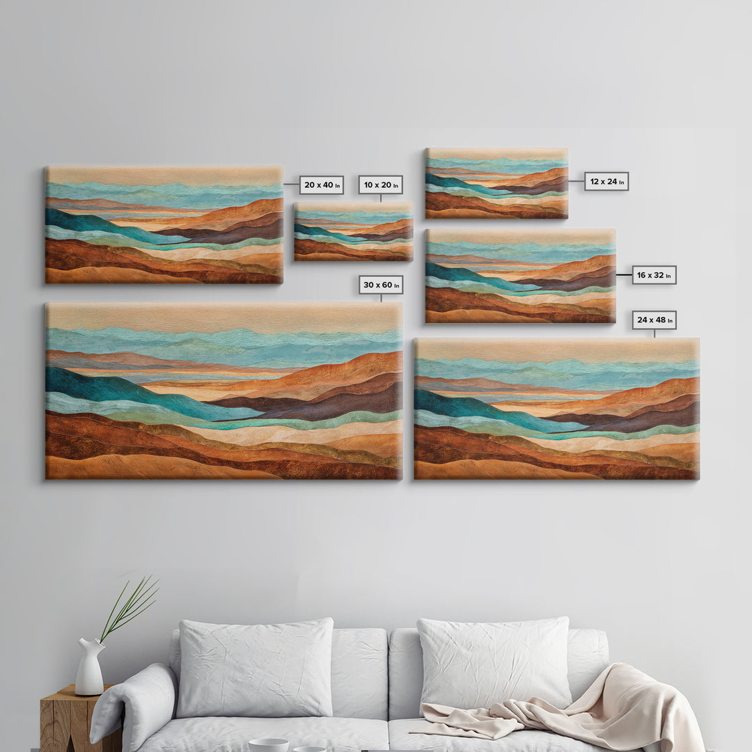 Abstract Canyon Landscape Framed Canvas Print, Above Sofa Art, Neutral Decor, Living Room Decor, Fine Art, Statement, ASA-2x1-75