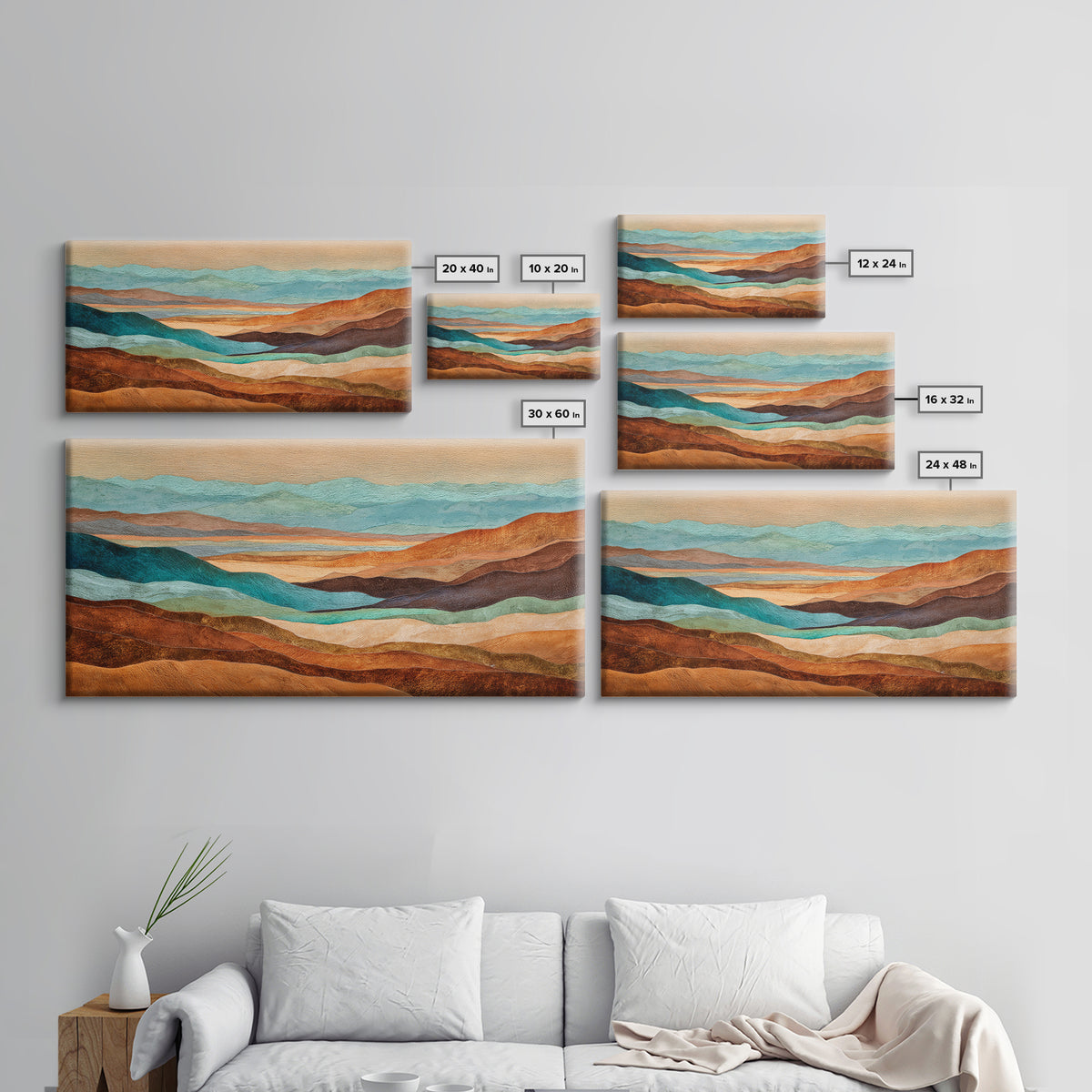 Abstract Canyon Landscape Framed Canvas Print, Above Sofa Art, Neutral Decor, Living Room Decor, Fine Art, Statement, ASA-2x1-75