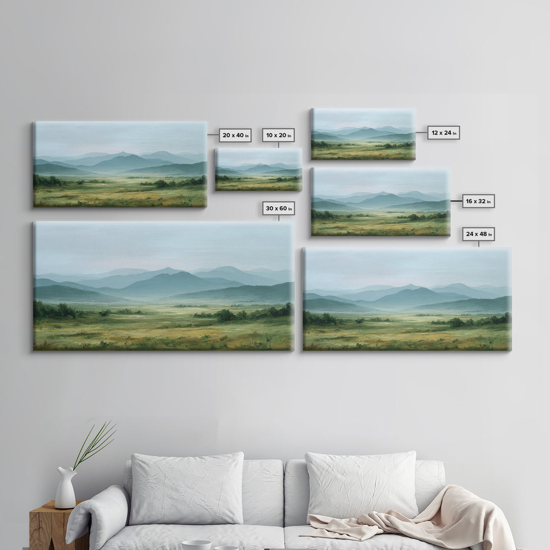 Wide Olive and Beige Meadow Panorama Canvas Print, Above Sofa Art, Art Print, Living Room Decor, Fine Art, Statement, ASA-2x1-78