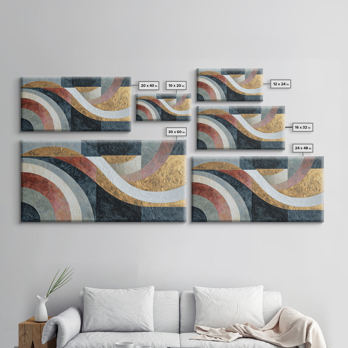 Textured Plaster Abstract Framed Canvas Print, Above Sofa Art, Above Bed Decor, Living Room Decor, Abstract Art, Statement, ASA-2x1-79