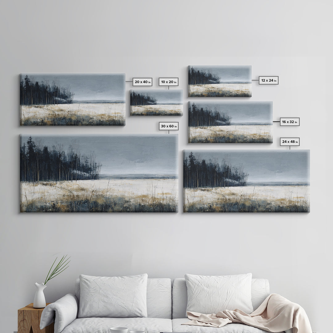 Modern Scandinavian Forest Framed Canvas Print, Above Sofa Art, Room Decor, Living Room Decor, Oil Painting, Statement, ASA-2x1-83