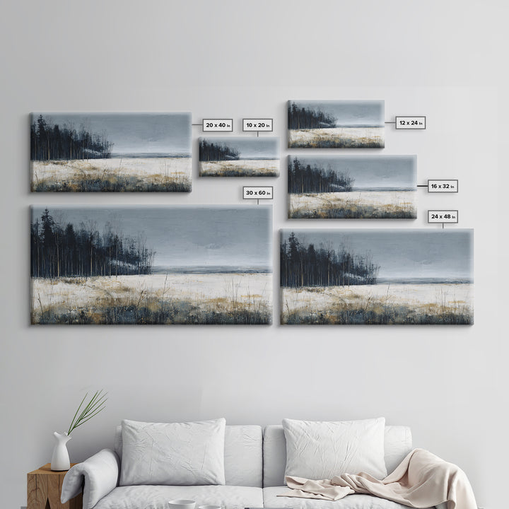 Modern Scandinavian Forest Framed Canvas Print, Above Sofa Art, Room Decor, Living Room Decor, Oil Painting, Statement, ASA-2x1-83