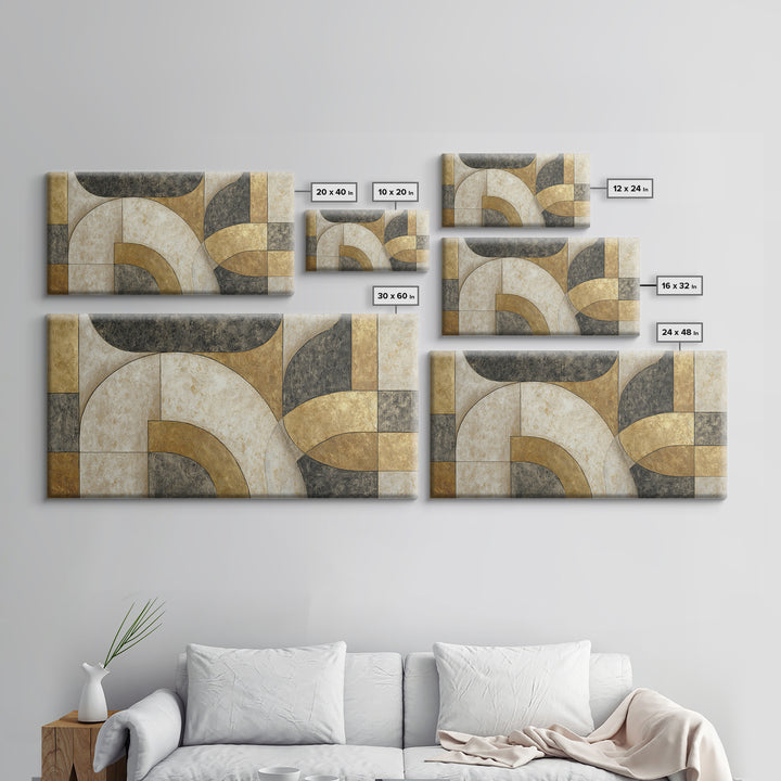Luxury Monochrome Stone Composition Framed Canvas Print, Above Sofa Art, Living Room Wall Art, Living Room Decor, Statement, ASA-2x1-87