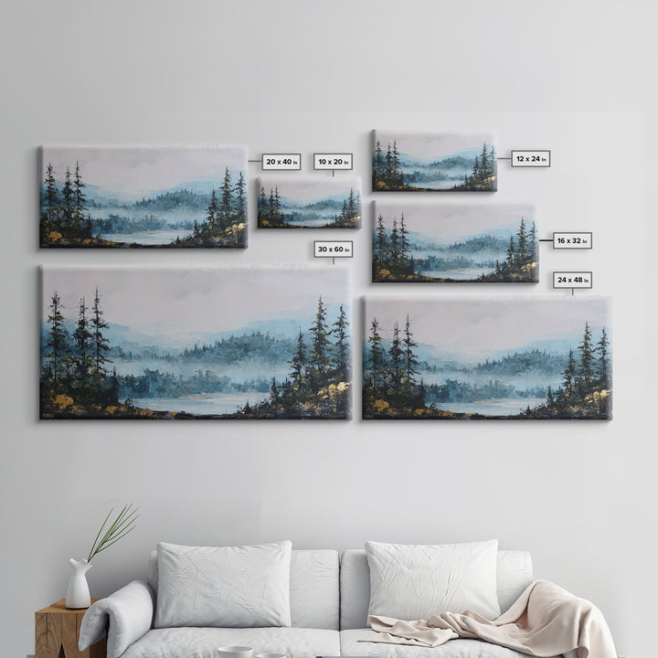 Gallery Style Landscape with Expansive Negative Space Canvas Print, Above Sofa Art, Horizontal Wall Art, Living Room Decor, ASA-2x1-92
