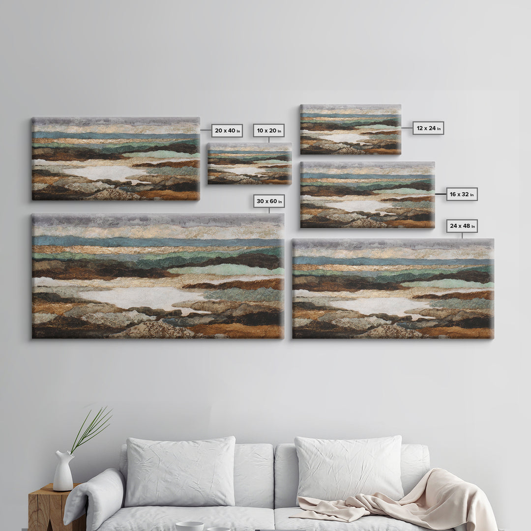Oversized Abstract Landscape Canvas Print, Above Sofa Art, Framed Wall Art, Living Room Decor, Statement, Living Room Wall Art, ASA-2x1-93