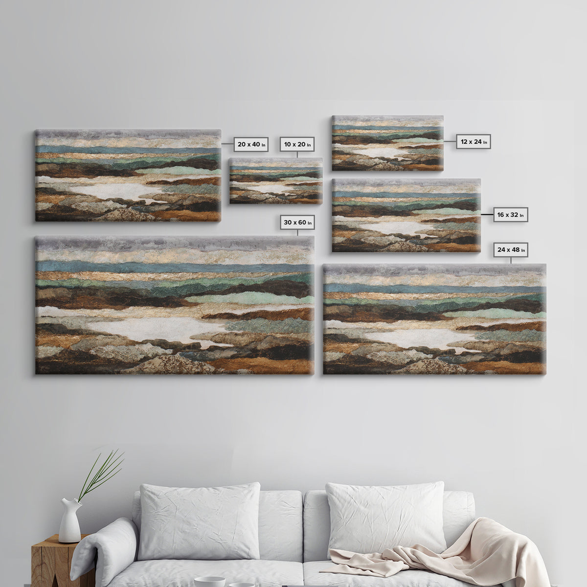 Oversized Abstract Landscape Canvas Print, Above Sofa Art, Framed Wall Art, Living Room Decor, Statement, Living Room Wall Art, ASA-2x1-93