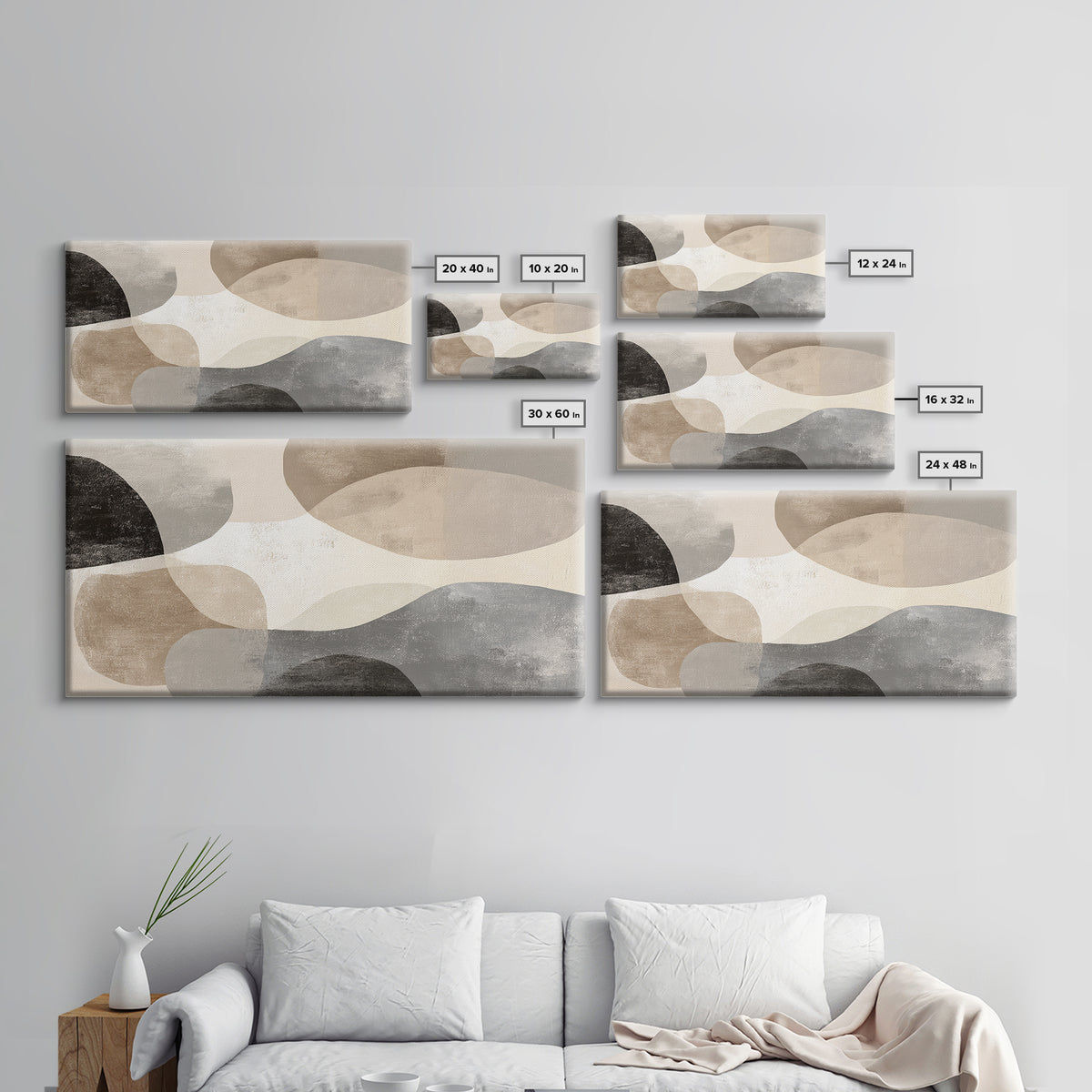 Large Modern Organic Shapes Canvas Print, Above Sofa Art, Minimalist Decor, Living Room Decor, Statement, Frame Tv Art, ASA-2x1-94