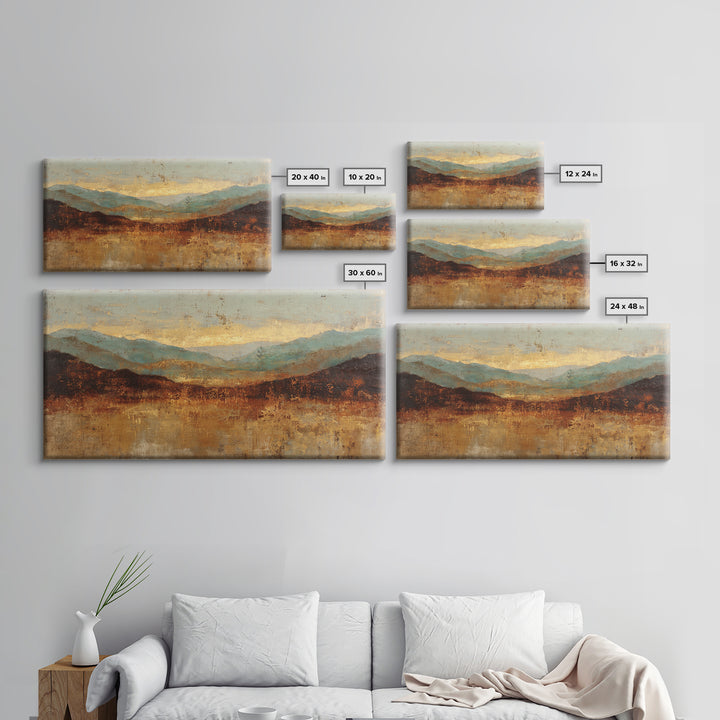 Abstract Canyon Landscape Framed Canvas Print, Above Sofa Art, Frame Tv Art, Living Room Decor, Statement, Coastal Wall Art, ASA-2x1-99
