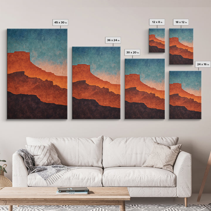 Desert Mesa Panorama Framed Canvas Print, Above Sofa Art, Minimalist Wall Art, Living Room Decor, Fine Art, Statement, ASA-2x3-100