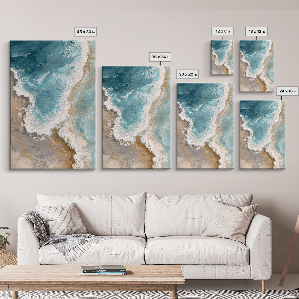 Panoramic Coastal Shoreline from an Aerial View Canvas Print, Above Sofa Art, Bedroom Wall Art, Living Room Decor, Statement, ASA-2x3-11
