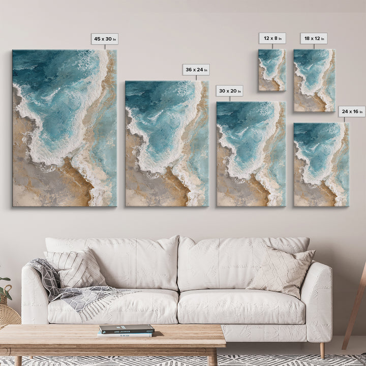 Panoramic Coastal Shoreline from an Aerial View Canvas Print, Above Sofa Art, Bedroom Wall Art, Living Room Decor, Statement, ASA-2x3-11