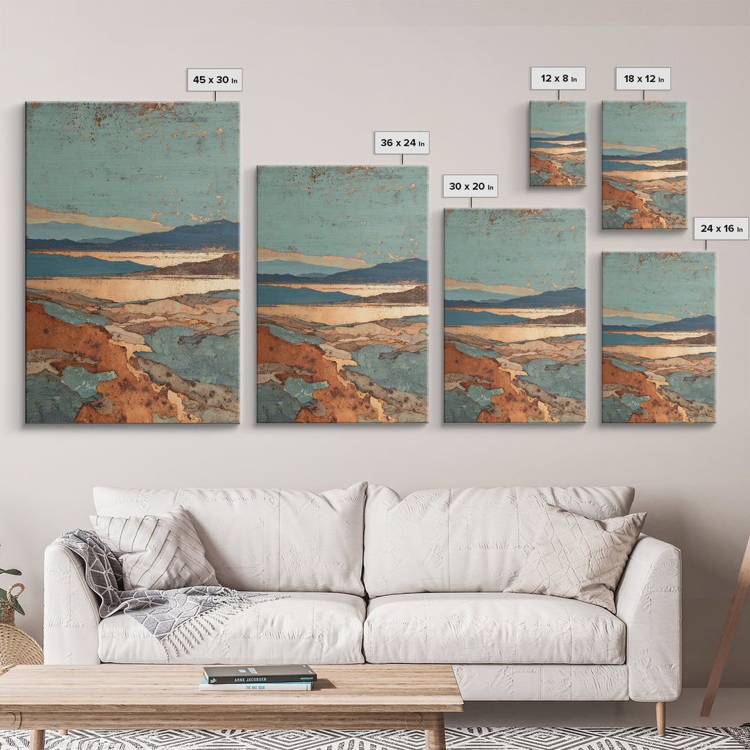 Abstract Canyon Landscape Canvas Print, Above Sofa Art, 3 Piece Wall Art, Living Room Decor, Oil Painting, Statement, ASA-2x3-15