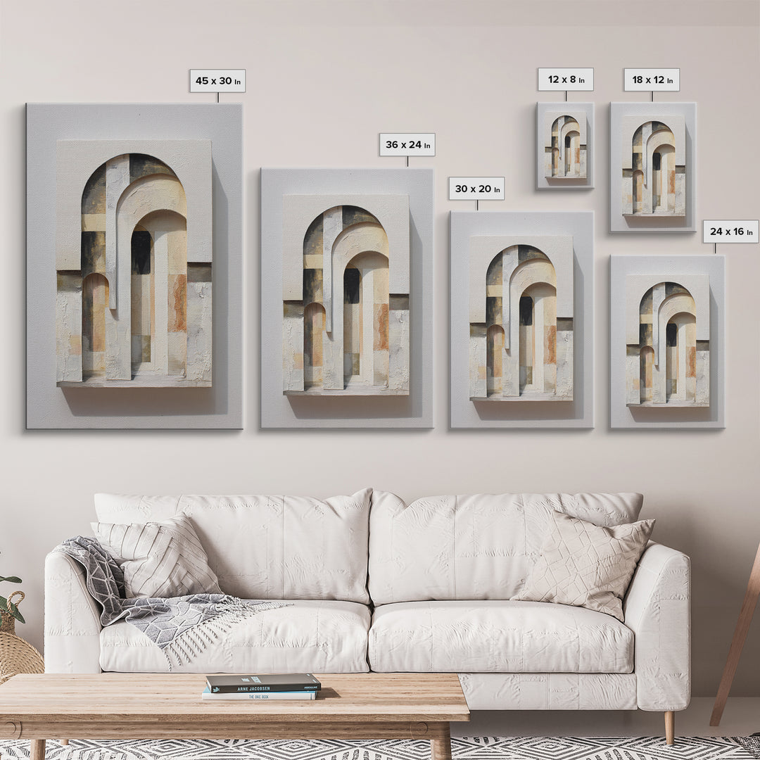 Architectural Arch Study Framed Canvas Print, Above Sofa Art, Textured Painting, Living Room Decor, Abstract Art, Statement, ASA-2x3-17