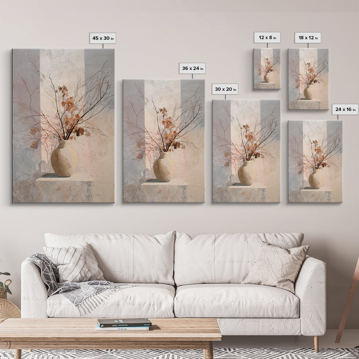 Large Neutral Still Life Framed Canvas Print, Above Sofa Art, Statement Artwork, Living Room Decor, Fine Art, Statement, ASA-2x3-22
