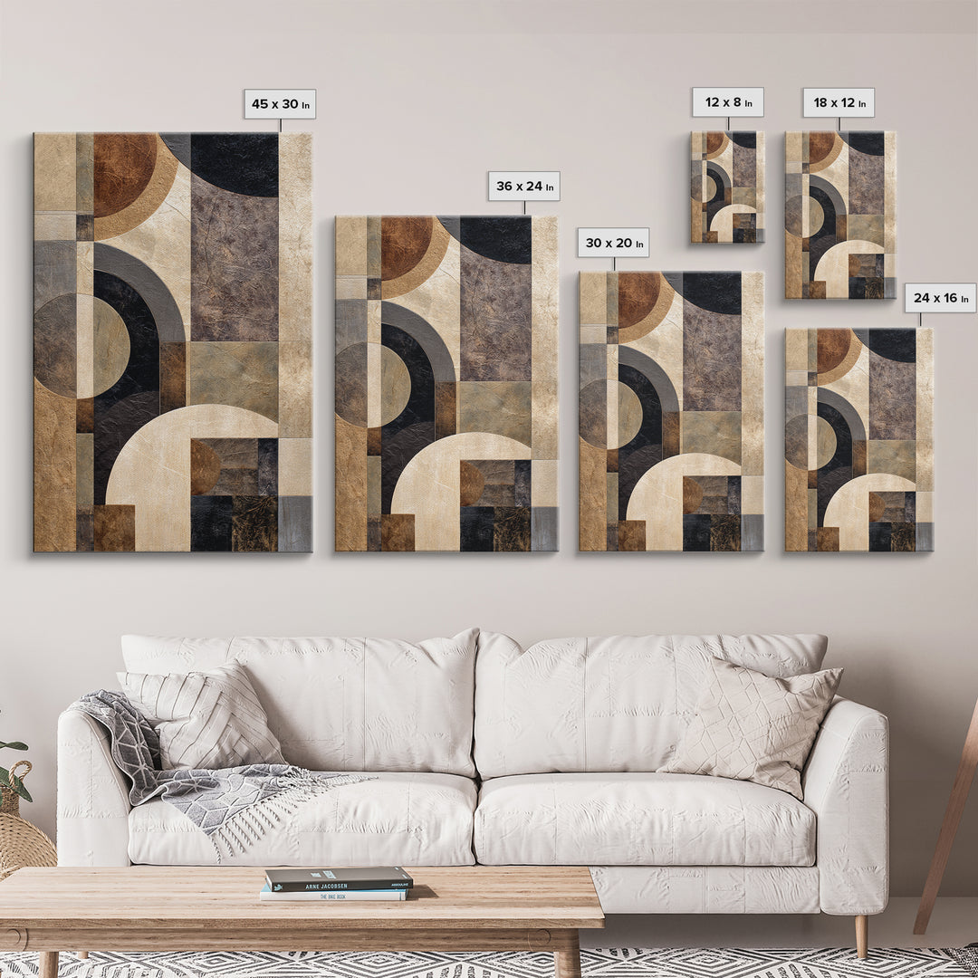 Luxury Monochrome Stone Composition Canvas Print, Above Sofa Art, Coastal Wall Art, Living Room Decor, Watercolor Art, ASA-2x3-27
