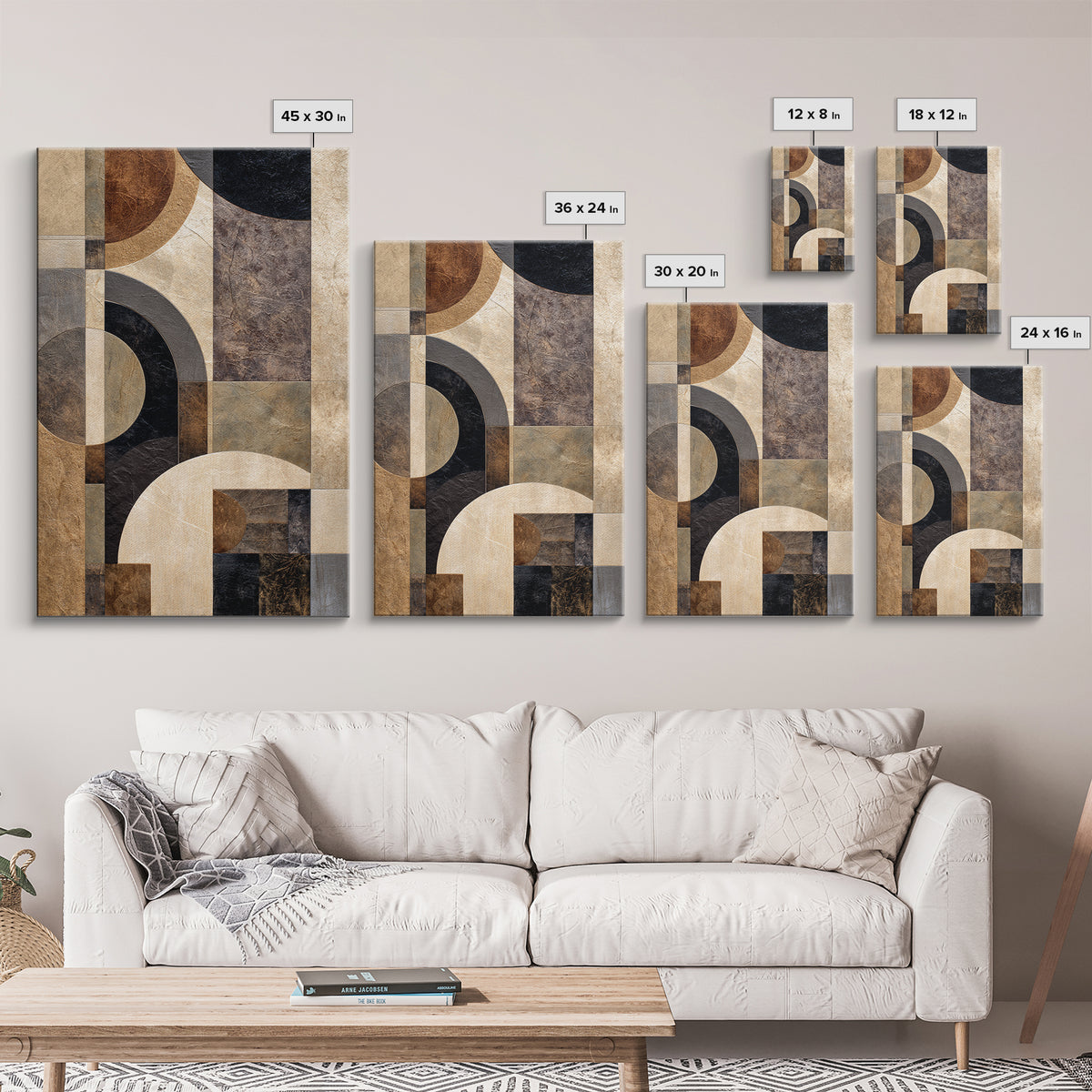 Luxury Monochrome Stone Composition Canvas Print, Above Sofa Art, Coastal Wall Art, Living Room Decor, Watercolor Art, ASA-2x3-27