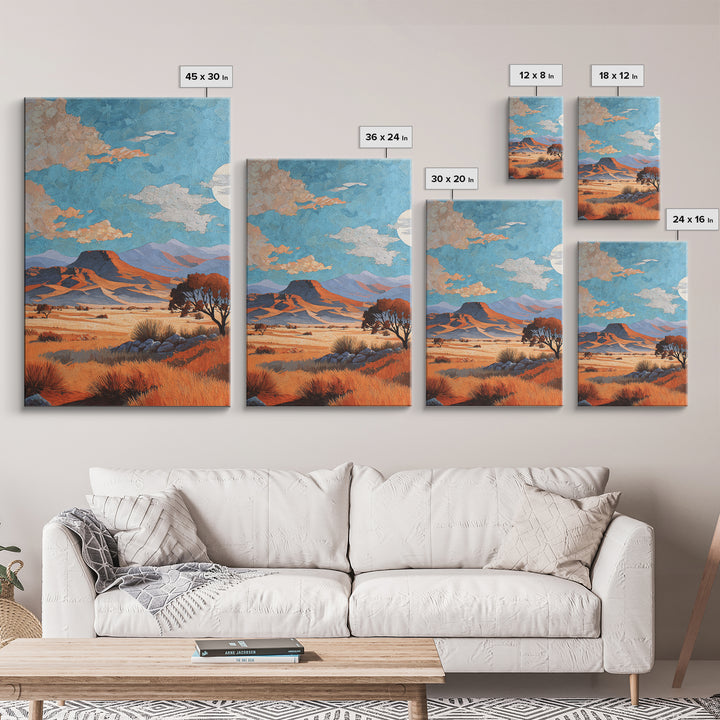Desert Mesa Panorama Framed Canvas Print, Above Sofa Art, Framed Wall Art, Living Room Decor, Oil Painting, Statement, ASA-2x3-28