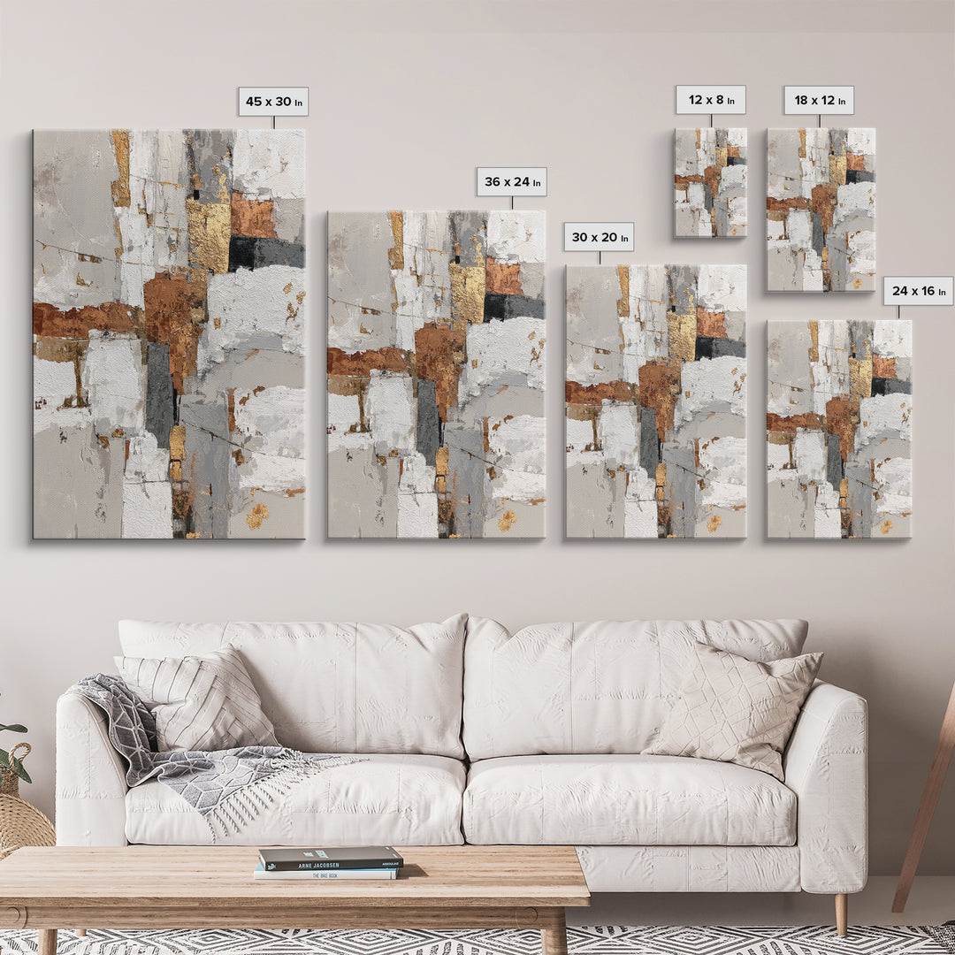 Luxury Monochrome Stone Composition Framed Canvas Print, Above Sofa Art, Canvas Print, Living Room Decor, Fine Art, Statement, ASA-2x3-3