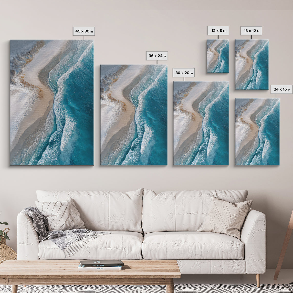 Panoramic Coastal Shoreline from an Aerial View Canvas Print, Above Sofa Art, Gallery Decor, Living Room Decor, Statement, ASA-2x3-35