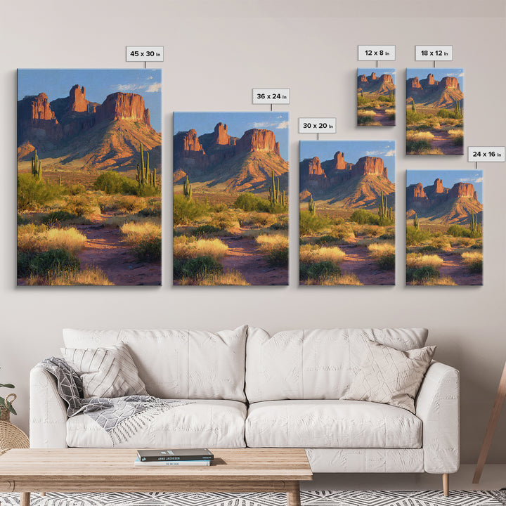 Desert Mesa Panorama Framed Canvas Print, Above Sofa Art, Modern Art, Living Room Decor, Fine Art, Statement, Art Print, ASA-2x3-4