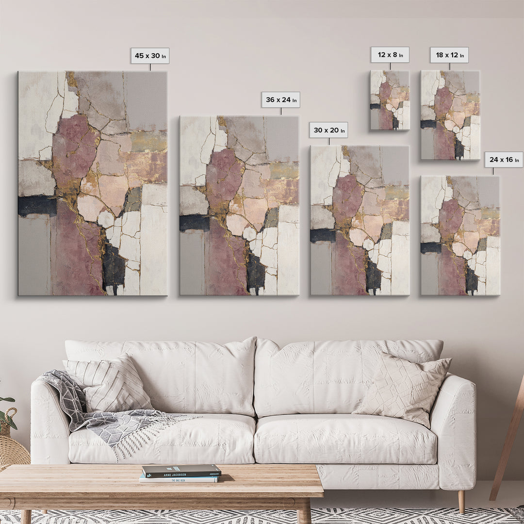 Textured Plaster Abstract Framed Canvas Print, Above Sofa Art, Neutral Decor, Living Room Decor, Abstract Art, Statement, ASA-2x3-43
