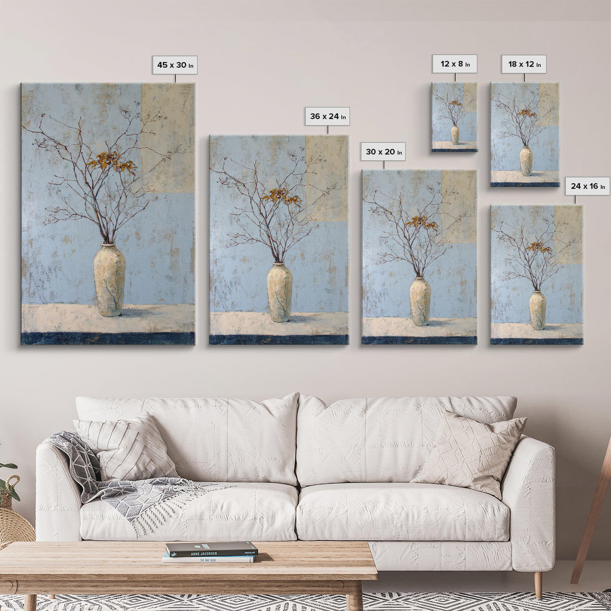 Large Neutral Still Life Framed Canvas Print, Above Sofa Art, Statement Artwork, Living Room Decor, Fine Art, Statement, ASA-2x3-46