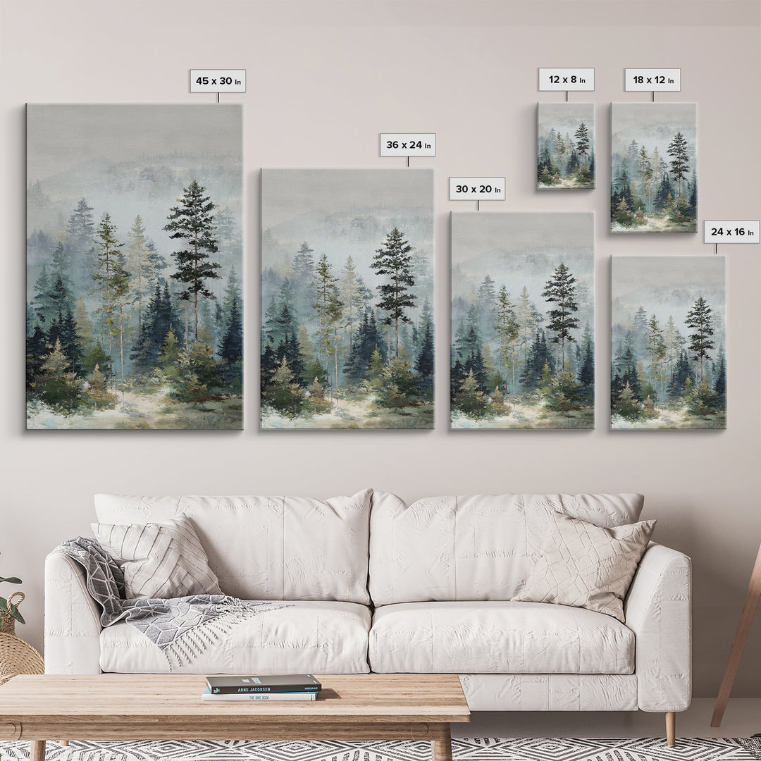 Modern Scandinavian Forest Framed Canvas Print, Above Sofa Art, Modern Decor, Living Room Decor, Fine Art, Statement, ASA-2x3-47
