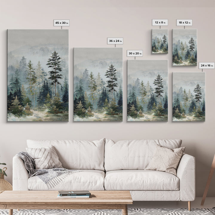 Modern Scandinavian Forest Framed Canvas Print, Above Sofa Art, Modern Decor, Living Room Decor, Fine Art, Statement, ASA-2x3-47